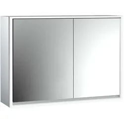 emco loft Lichtspiegelschrank, 1000mm, 2 Türen, Aufputzmodell, aluminium/weiß, 979806116, Ausführung: breite Tür links