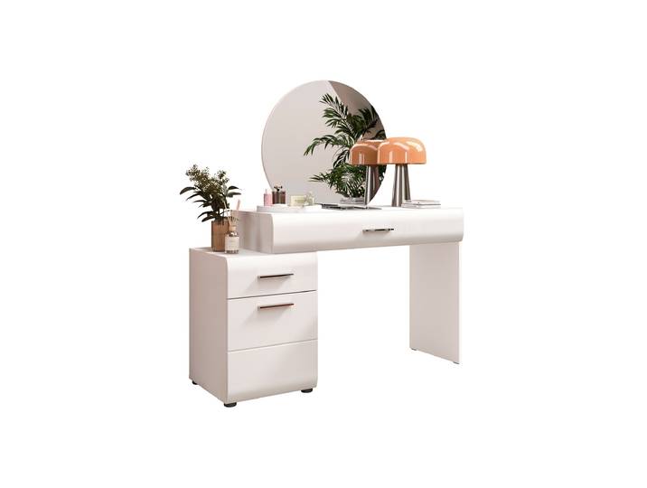 Schminktisch weiß hochglanz 120 cm mit Spiegel - ICE
