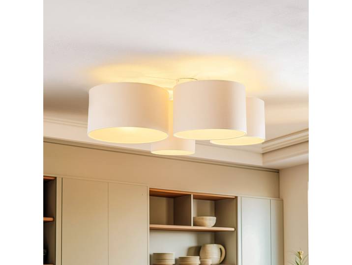 Plafonnier Lodge, à 4 lampes, beige - Duolla - Salon / séjour - Moderne - Tissu / textile - Rond