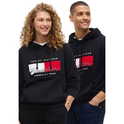 Hoodie TOMMY HILFIGER "TH x Cadillac Formula 1 Team GRAPHIC FLAG", Damen, Gr. XXL, schwarz, Sweatware, Obermaterial: 100% Baumwolle, bestickt, hüftlang, Rundhals, Rippbündchen, Sweatshirts Hoodie, Baumwoll-Qualität, Unisex