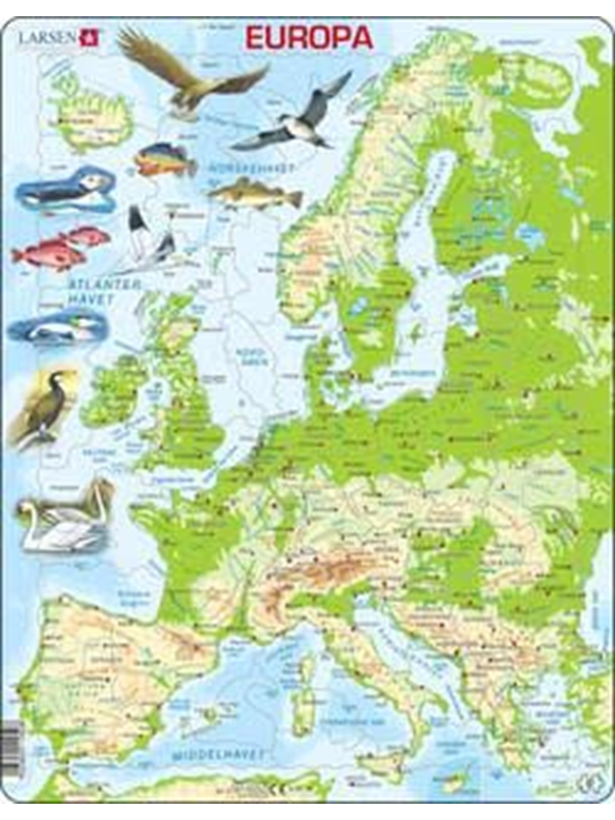 Larsen Puzzles Puzzle Europa physisch stehend - 87-teilig, Maxi 2D Puzzles