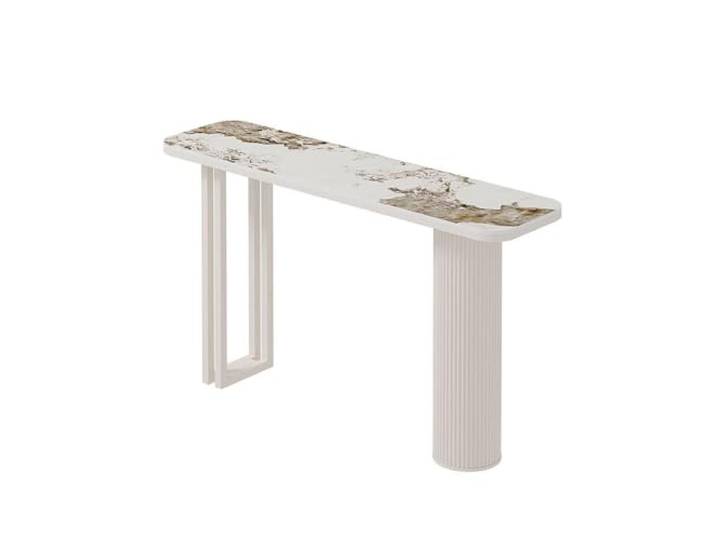 HLDJYLZS Konsolentisch aus Sinterstein mit Carbonstahlrahmen Sintersteinplatte, Carbonstahlrahmen, italienischer Stil, platzsparendes Design, Flur, Eingangsbereich, Wohnzimmer