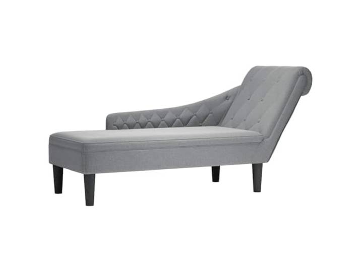 smnyxs Langer Sessel, hellgrau, Stoff mit Kissen und Armlehne rechts Lendenkissen inklusive, Polsterung mit Knöpfen, widerstandsfähiger Schaumstoff, für Wohnzimmer, Schlafzimmer, Büro