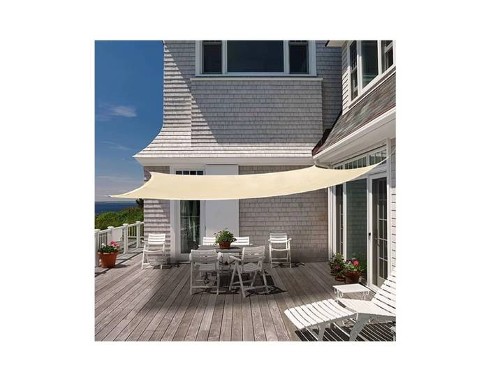 Voile d'ombrage rétractable 3x4 m, toile d'ombrage ondulée, non imperméable, en tissu triangulaire pour extérieur
