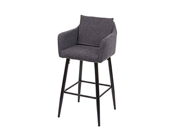 Mendler Barhocker HWC-H93 Fußablage Metall - Stoff/Textil dunkelgrau