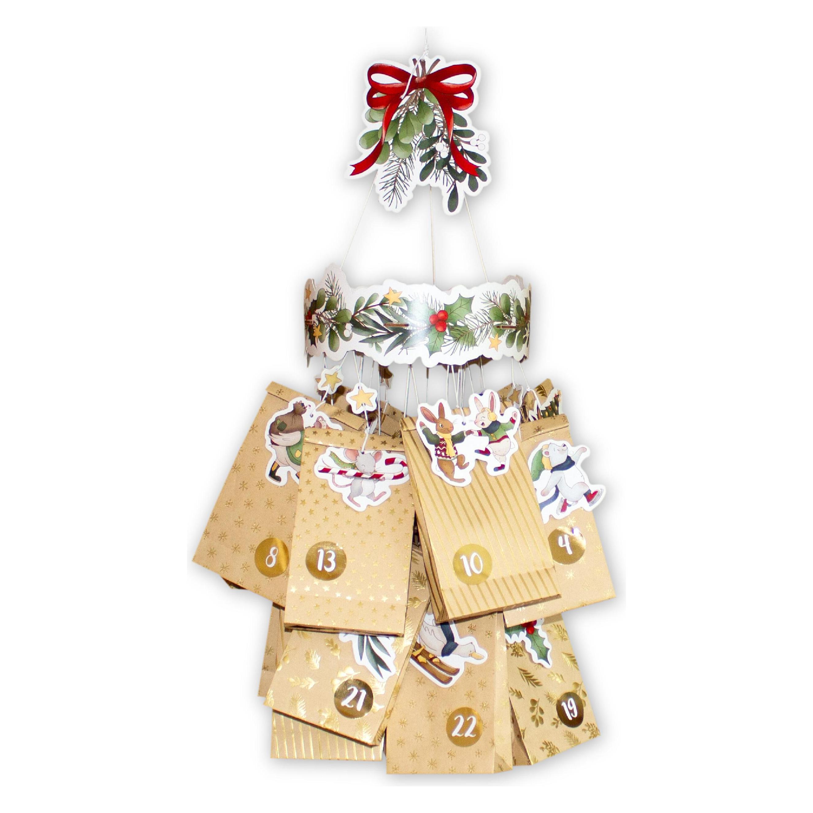 Papierdrachen Mobile Adventskalender - Wintertiere (24 Türchen) (B400-018-002)