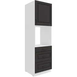 Küchen Backofen Hochschrank 60 Stilo Grau Küchenzeile Küchenblock + Schubladen