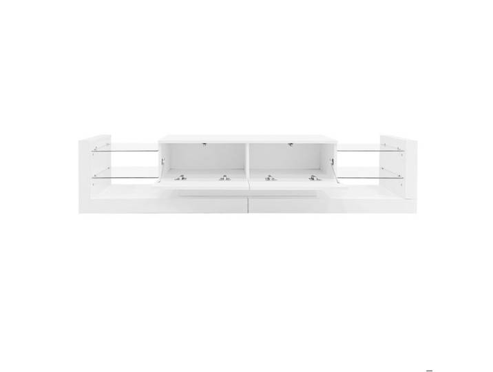 Ensemble meuble TV et table basse blanc brillant avec LED panneaux de particules meuble TV 181 cm