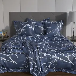 Intirilife Bettbezug 135 x 200 cm Kissenbezug 80 x x 80 cm - ZWEIGE - Bettwäsche für Schlafzimmer und Kinderzimmer Jugendzimmer