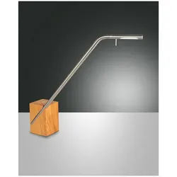 Fabas Luce Viktor Tischleuchte LED 1x7W Metall und Holz Nickel satiniert
