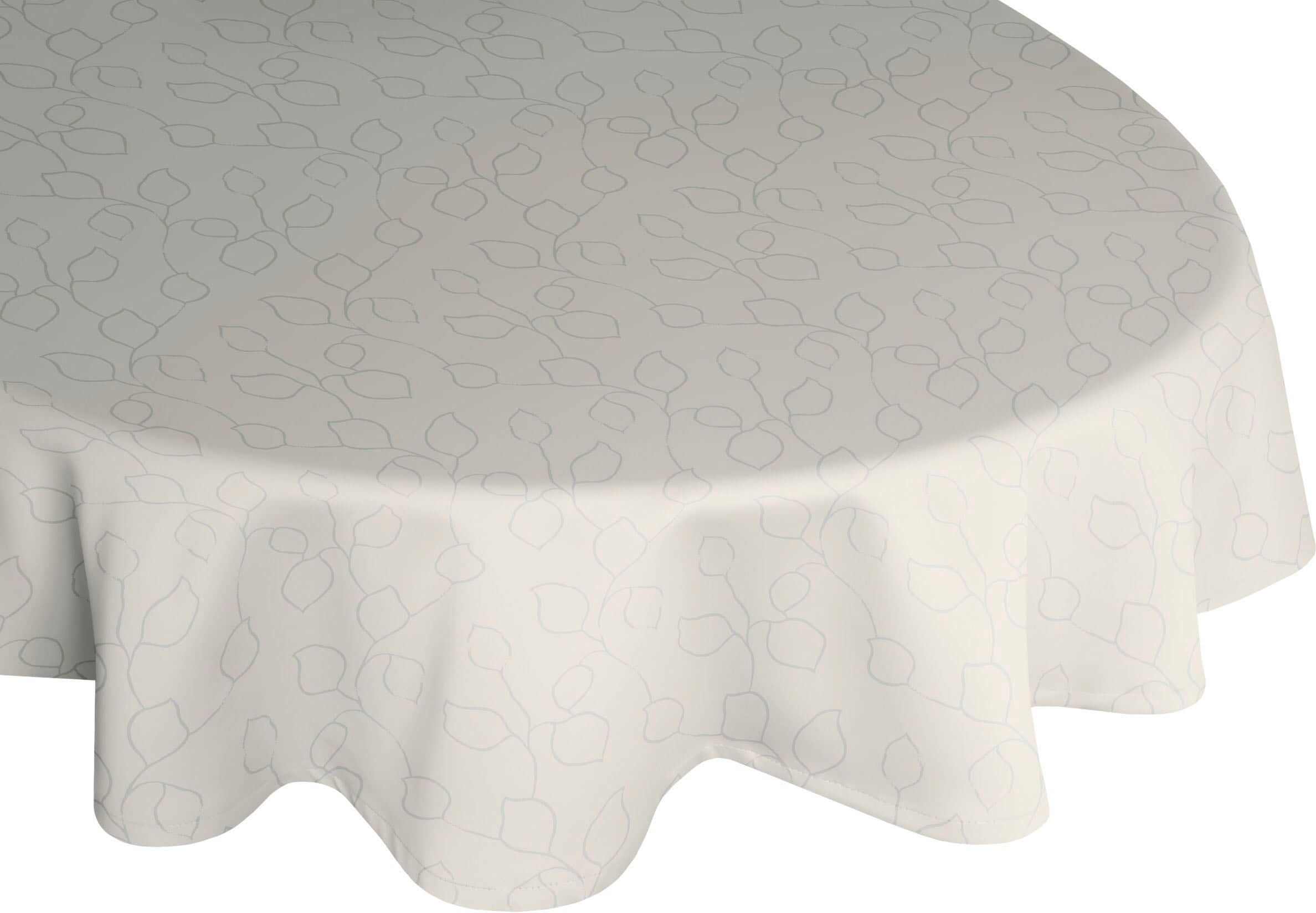 Tischdecke WIRTH "Westport" Gr. 1, grau (hellgrau), B:190cm L:130cm, Polyester, Tischdecken, Tischdecke, Made in Germany, Jacquard Dekostoff, Blatt-Design, Pflegeleicht