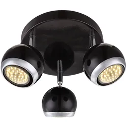 Deckenleuchte Spots Deckenlampe Chrom schwarz Deckenstrahler 3 flammig, bewegliche Spots, 3x LED 3W 250lm, DxH 18 x 13 cm