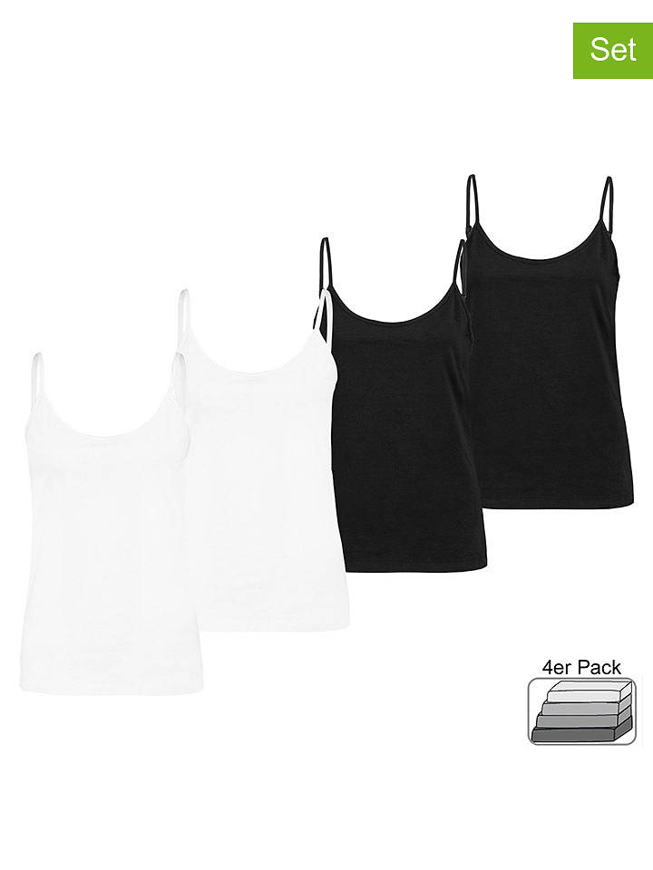 Sublevel 4er-Set: Tops in Weiß/ Schwarz - M