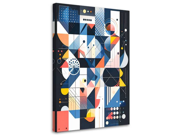 Feeby Leinwandbild Abstraktion im Bauhaus-Stil 60x90cm, Mehrfarbig, Rechteckig, 60x90 cm, Bilder & Rahmen, Bilder, Leinwandbilder