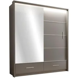 SCHWEBETÜRENSCHRANK Marsylia mit Spiegel und Schubladen, graphitfarben, 208 cm