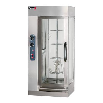 Romux® Elektrisch-Hähnchengrill Vertikaler aus Edelstahl, 67x55 cm, mit 1 Spieß für 12 Hähnchen | Max. Temperatur 300 °C – 6700 W