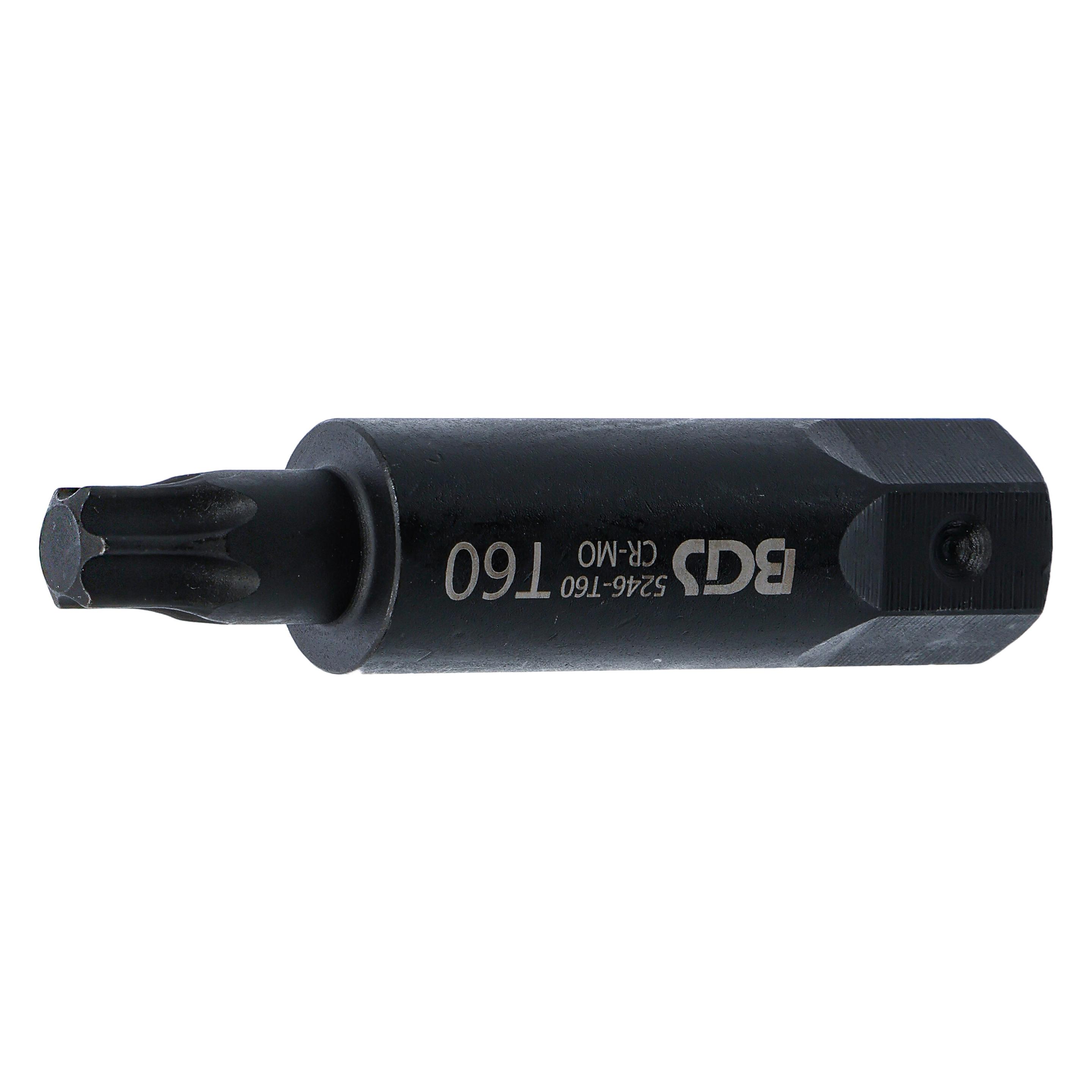 BGS Bit Länge 100 mm Antrieb Aussensechskant 22 mm T-Profil (für Torx) T60 (Bit-Halter) (5246-T60)