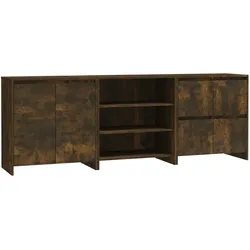 vidaXL 3-tlg. Sideboard Räuchereiche Holzwerkstoff