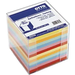 OTTO Office Zettelbox mit farbigem Papier, 9.5x9.5x9.5 cm