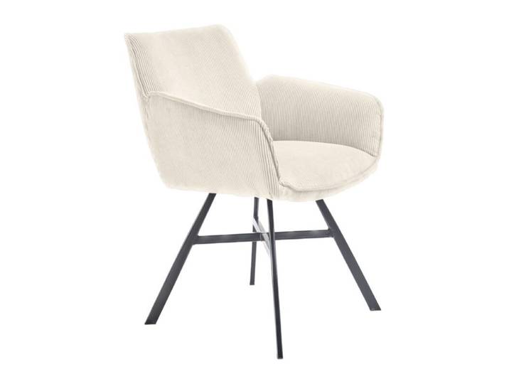 set one by Musterring Frisco Schalensessel Cord - Cord Rebel cream - 4-Fuß-Gestell Eisen schwarz Drehfunktion, Rückholfunktion Modern
