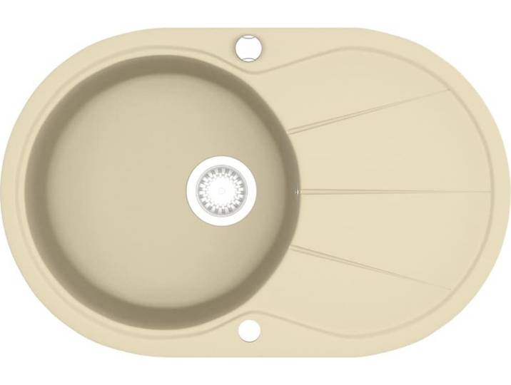 vidaXL Évier en granit simple bassin ovale beige