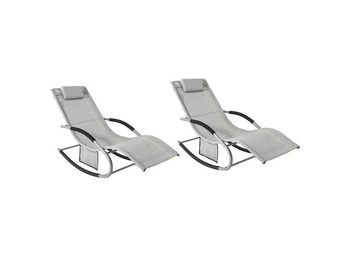 SoBuy Sonnenliege 2 Personen, Gartenliege bis 150kg, Hellgrau, Metall, 63x87x150 cm, Gartenmöbel, Gartenliegen