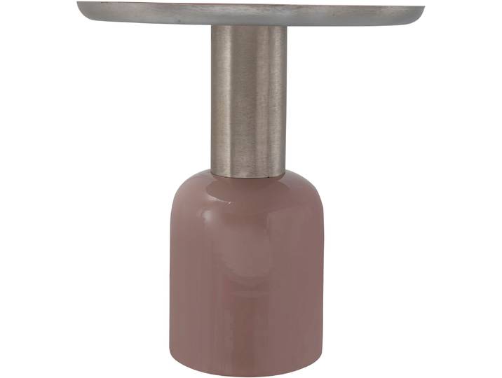 Beistelltisch, Eisen, Altrosa/Silber, 49,5×52×49,5 cm, Glanzvolle Lackierung, Modern, Kayoom