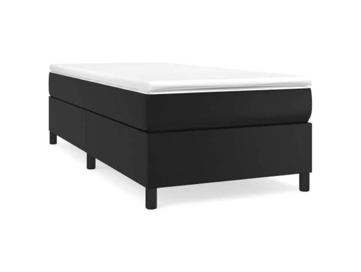 PUGYNBK Boxspringbett mit Matratze, Kunstleder, Schwarz, 90 x 190 cm Taschenfedern, mittelharte Halterung, Holzlatten, weicher Schutz, inklusive Montageanleitung (evtl. nicht in deutscher