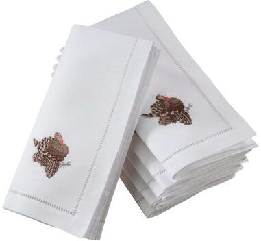 Saro Lifestyle Cotton Table Napkins With Embroidered Turkey Design (Set of 6)