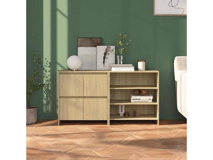 furnicato Sideboard Sideboard-Set 70x40,5x75 cm Sonoma-Eiche (2 St), Stauraum-Beistellschrank mit Ablagefläche und Wandbefestigung