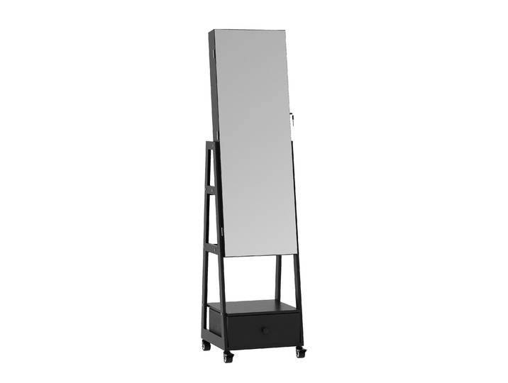 Schmuckschrank mit Spiegel CHARLOTTE schwarz