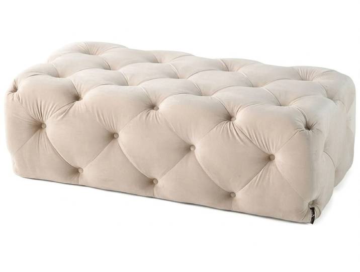 Xlmoebel Bettbank Beiger Chesterfield Hocker – moderner gesteppten Fußhocker, Made in Europa