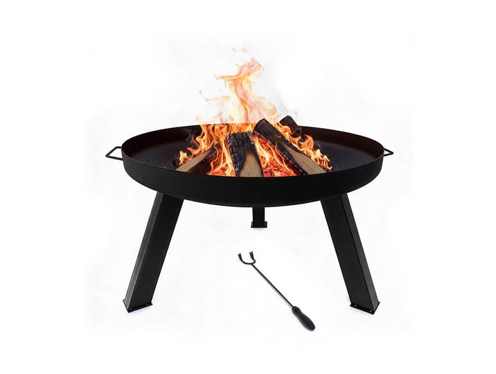 Feuerschale mit Schürhaken Schwarz