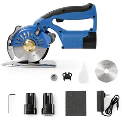 VEVOR Tragbarer Stoffschneider 150 W, Elektrischer Industrieller Stoffschneider, Klingengröße: 100 mm, Max. Schnittdicke: 27 mm, Drahtlose Stoffschere aus Legierter Stahl Ideal für Tuch, Stoff usw.