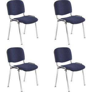 Nowy-Styl Besucherstuhl Iso chrom, stapelbar, Vierfußstuhl, Kunstleder, blau, 4 Stück