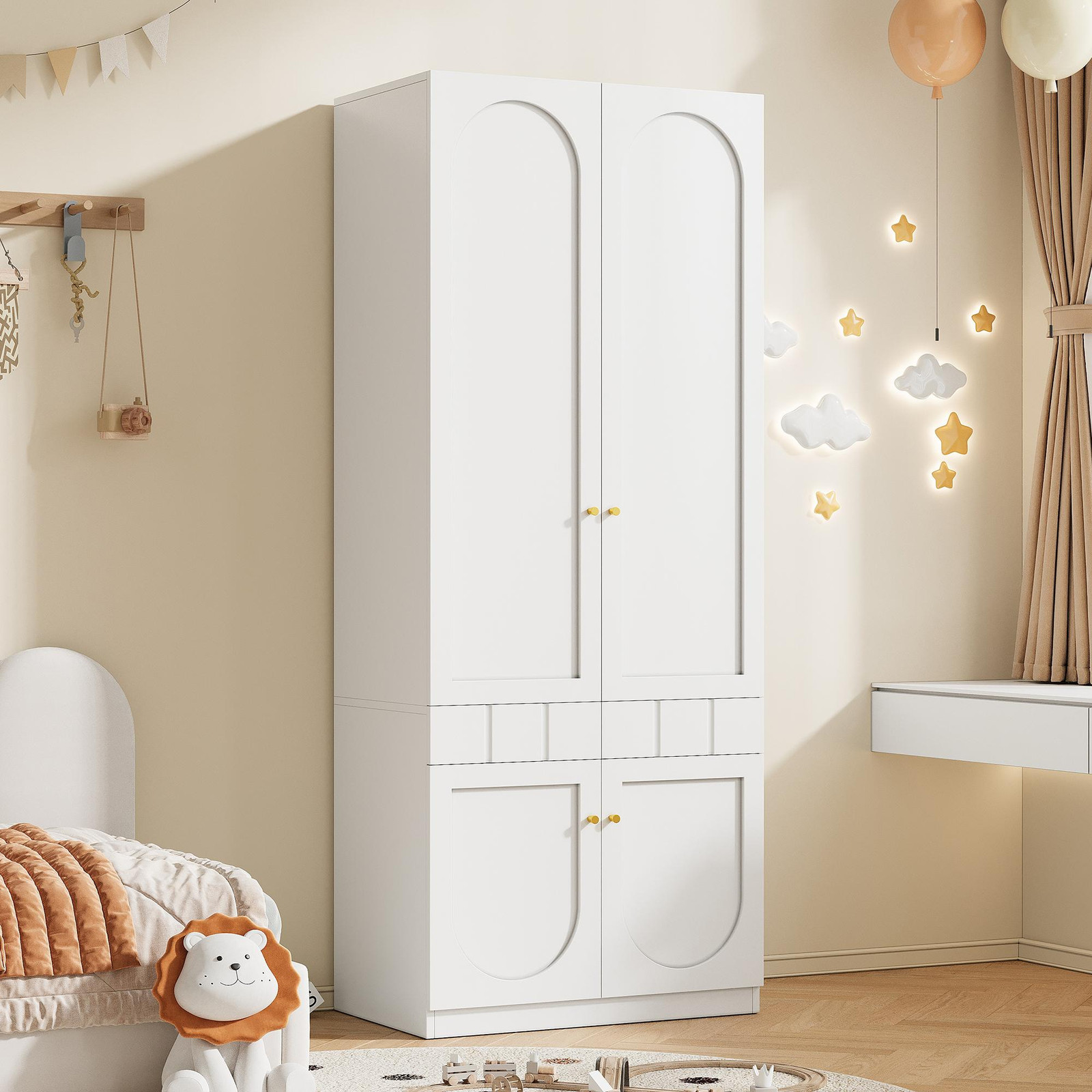 OKWISH kinderkast met twee deuren en opbergruimte, wit
