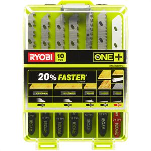 Ryobi Stichsägeblätter RAK10JSBWM Set, für Holz, Metall & Kunststoff, mit Box, 10-teilig