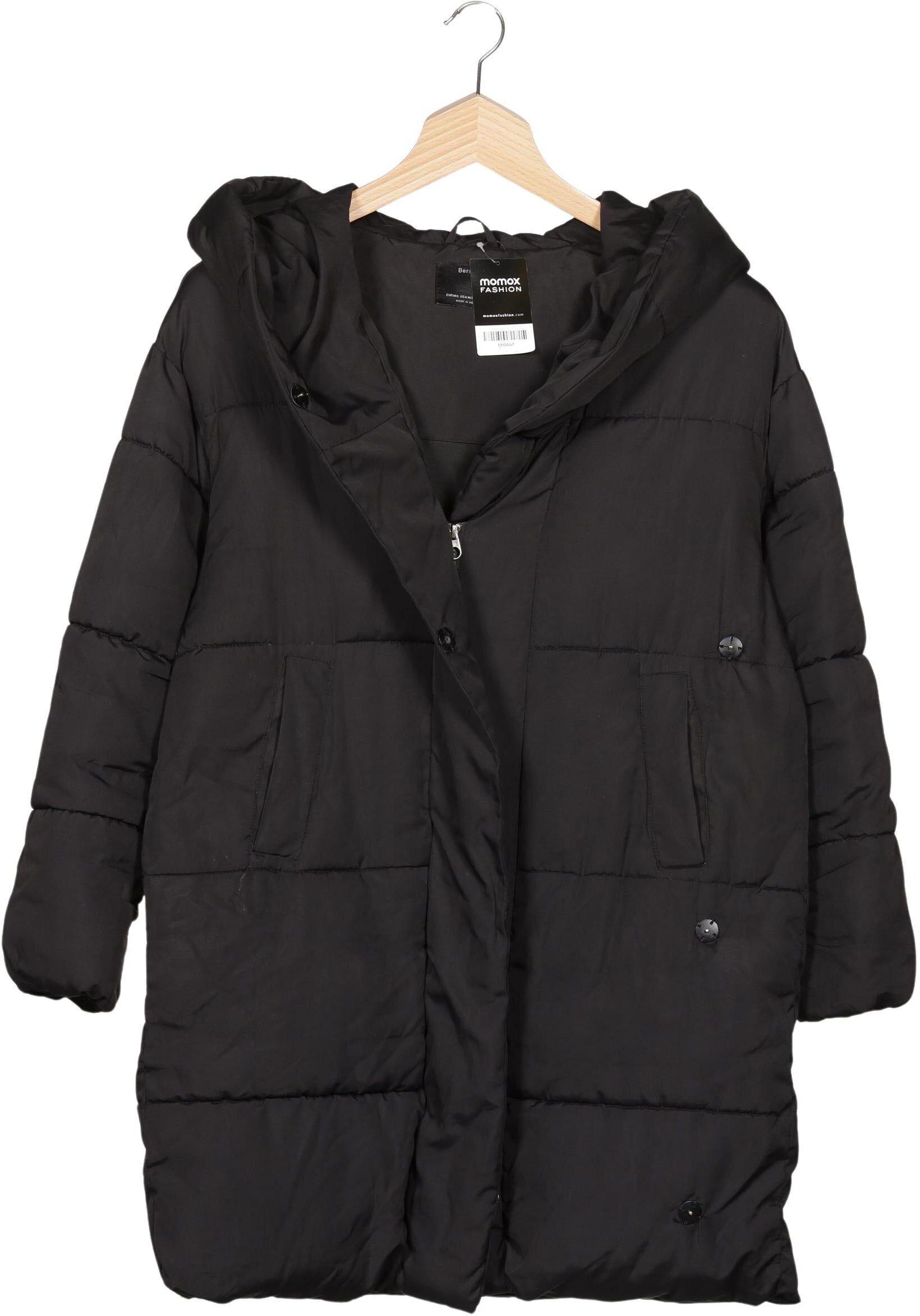 bershka Damen Mantel, Schwarz, Gr. M, Synthetik - Second Hand