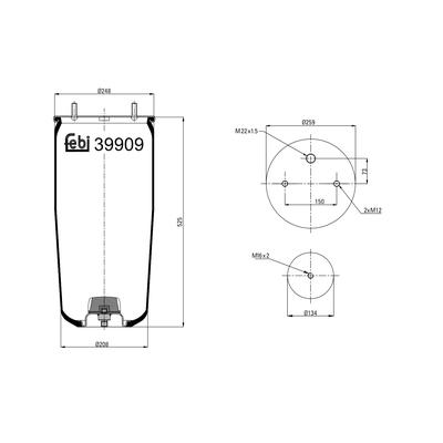 FEBI BILSTEIN Federbalg, Luftfederung 39909 208mm