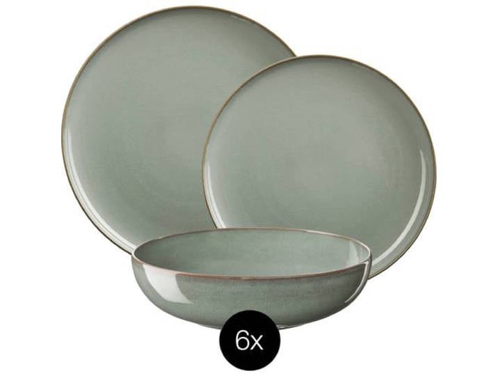 ASA Selection Serviesset Saisons - Eucalyptus 18 delig / 6 personen - 6 dinerborden, 6 kommen en 6 ontbijtborden