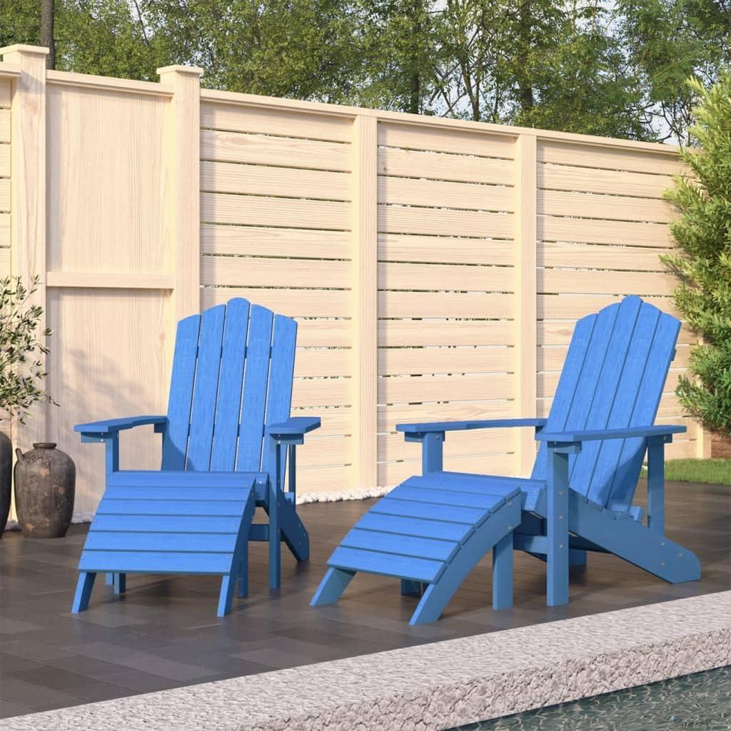 2 Adirondack-Gartenstühle mit Hockern aus HDPE, Aquamarin, 42.08kg