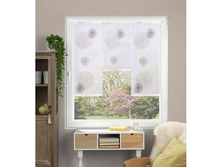 Vorhang HOME WOHNIDEEN RAWLINS, 3 Stück, Stangendurchzug, halbtransparent, dekorativer Print , weiss (stein), B:30cm H:80cm, Polyester, Gardinen, Vorhang, Bambus-Optik bedruckt