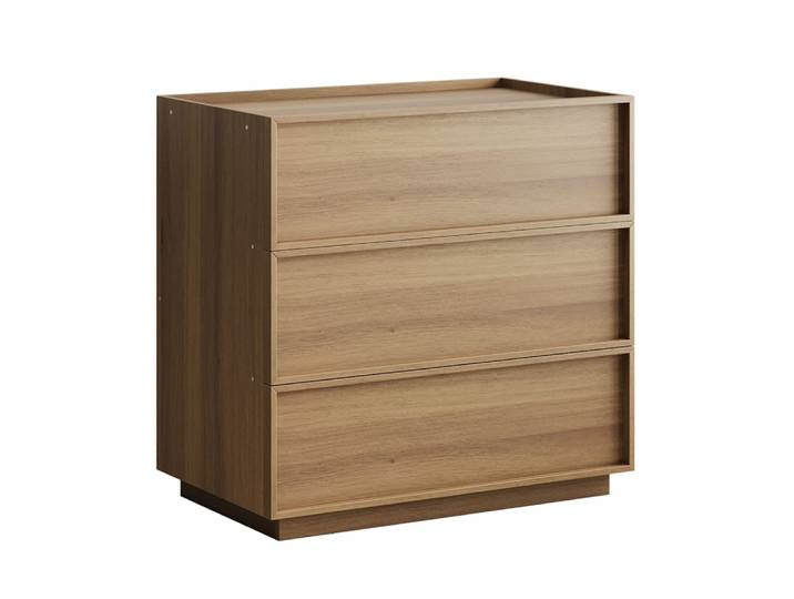 Buffet commode effet bois chêne 3 tiroirs 80x48x78cm