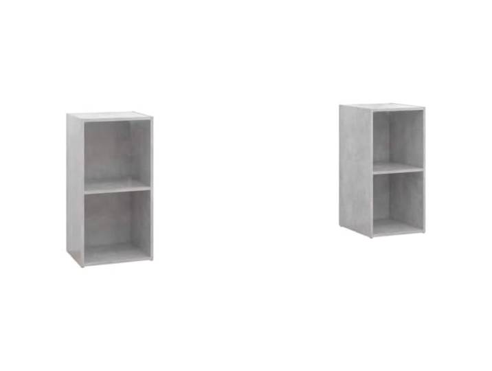 KUPTYERFG 2er Set TV-Schrank Betongrau 72x35x36,5 cm Holzwerkstoff Flexibel horizontal oder vertikal aufstellbar mit 2 Fächern für Ordnung im Wohnzimmer oder Schlafzimmer.