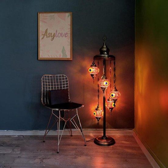 Halay Turkse staande lamp met handgemaakte mozaïekglazen in meerdere kleuren
