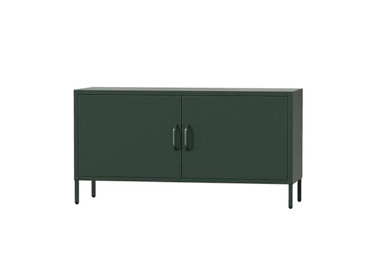 Jan Nowak TV Schrank, Fernsehschrank Metall - ROSA TV Board Glitzernd für Wohnzimmer, Schlafzimmer Industrial Loft Stil Fernsehtisch mit Türen und Stauraum 115 x 59,5 x 40 cm Flaschengrün