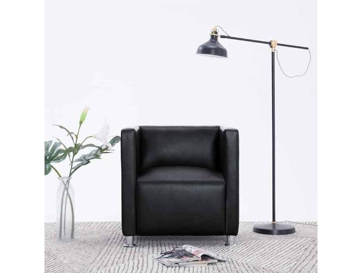 Maison Exclusive - Fauteuil cube noir similicuir