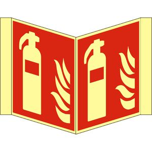 Abtec Hinweisschild ISO 7010 F001 Kunststoff, Nasenschild, 30 x 30 cm, nachleuchtend, Feuerlöscher