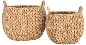 Storied Home Woven Water Hyacinth Baskets with Handles (Set of 2 Sizes)