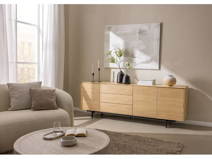 Furniertes Sideboard PAYARA 209 x 72 x 45cm Braun/Eiche